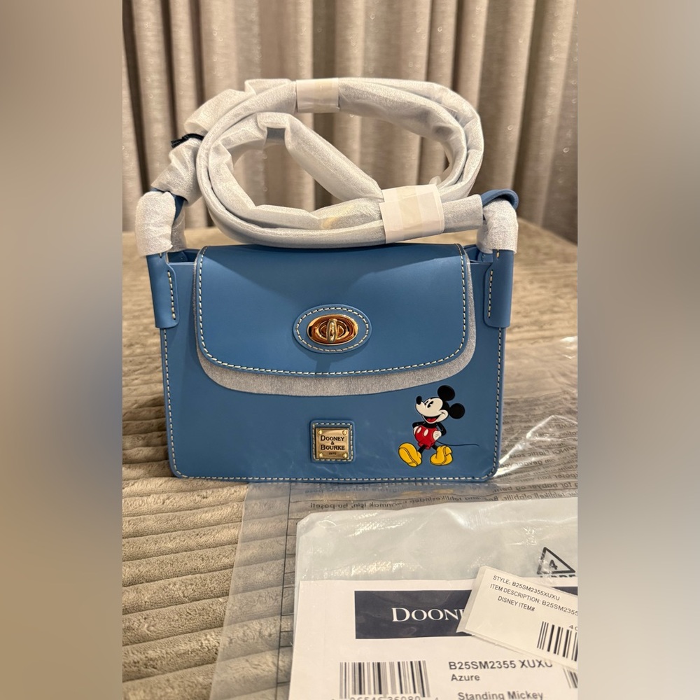 Dooney & Bourke Disney Azure Blue Crossbody Bag with Mickey Mouse